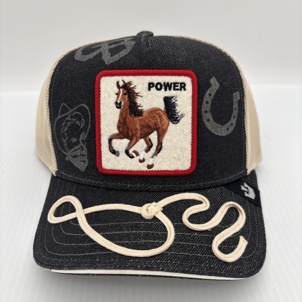 Goorin Bros The Farm Power Horse Snapback Trucker Hat Cream Black OSFA
